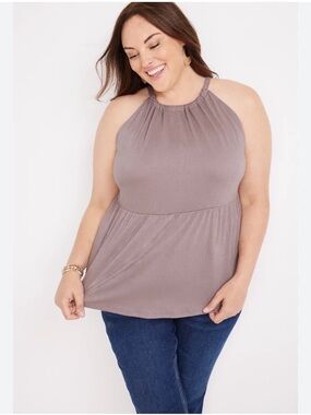 Maurices  Solid Halter Peplum Tank